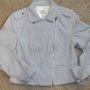 Checkered zip blazer